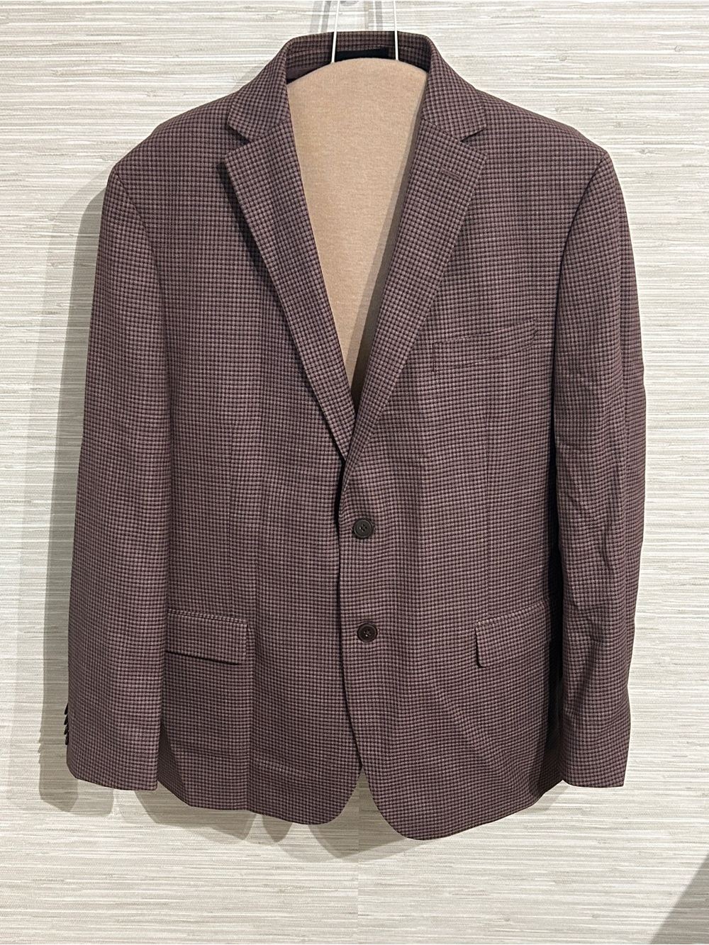 Michael Kors Mens Sport Coat Blazer 46R Purple Black Micro Check Wool Blend